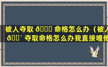 被人夺取 🍁 命格怎么办（被人 🐴 夺取命格怎么办我直接嘎他）